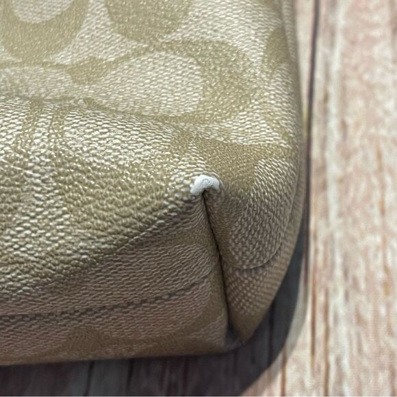 COACH file crossbody bag Signature tan blue silver hardware F58297 Preowned - Picture 14 of 14